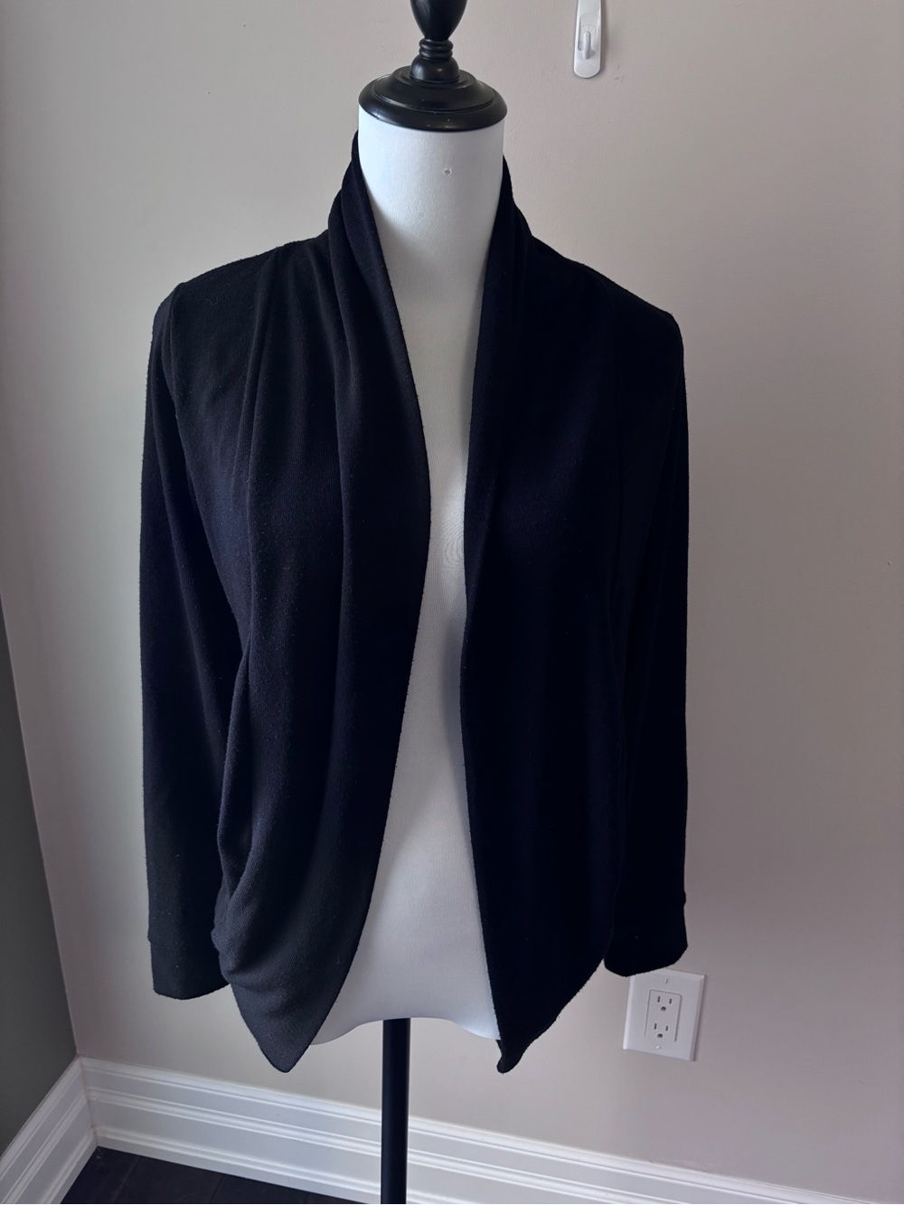Streetwear Society Black Open-Front Draped Cardigan